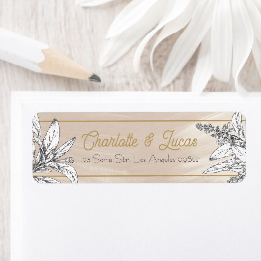 Pastel Pink Wedding Return Address Label ラベル (インサイチュ)