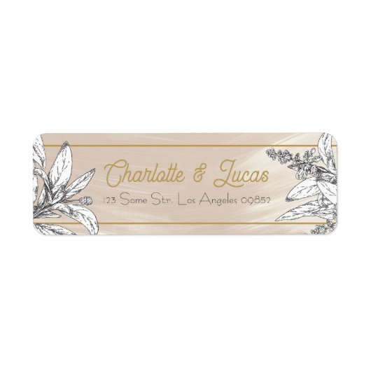 Pastel Pink Wedding Return Address Label ラベル (正面)