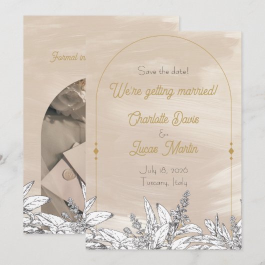 Pastel Pink Wedding Save the Date Card 招待状 (正面/裏面)