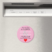 Pastel Pink Wedding Save the Date Heart  マグネット (インサイチュ (食洗機))
