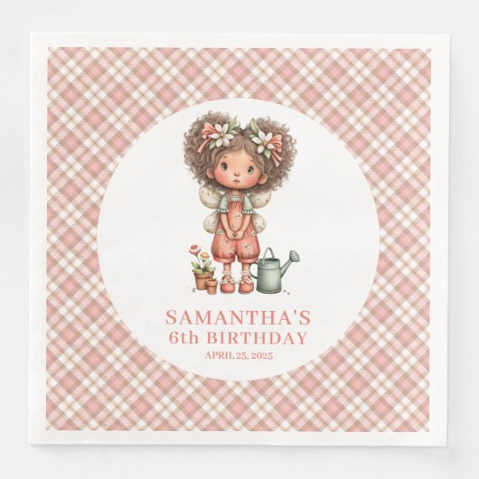 Pastel Pink Whimsical Fairy Floral 4th Birthday   (正面)