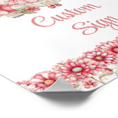 Pastel Pink Whimsical Fairy Floral 4th Birthday  ポスター (角)