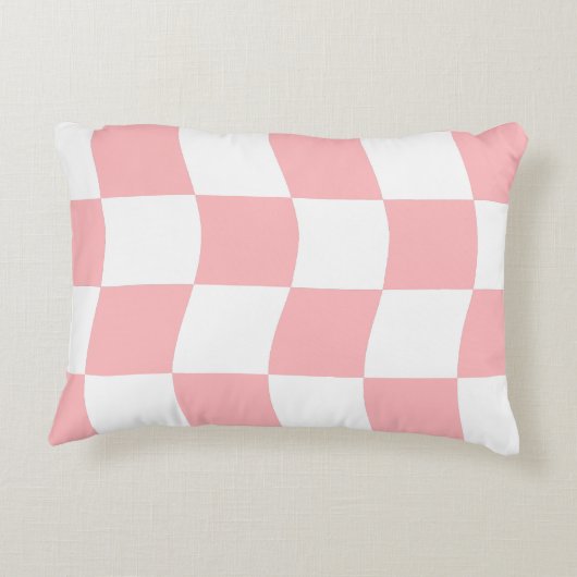 Pastel Pink White Checkerboard Pattern  アクセントクッション (裏面)