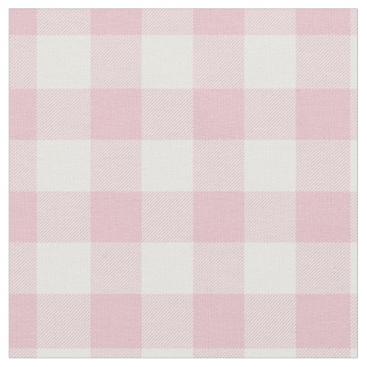 Pastel Pink & White Plaid Gingham ファブリック (クローズアップ)