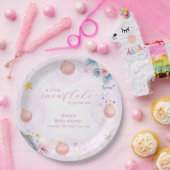 Pastel Pink Winter Snowflake Floral Baby Shower  ペーパープレート (パーティー)