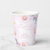 Pastel Pink Winter Snowflake Floral Baby Shower  紙コップ (裏面)