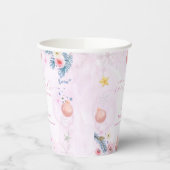 Pastel Pink Winter Snowflake Floral Baby Shower  紙コップ (左)