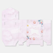 Pastel Pink Winter Snowflake Flower Baby Shower  フェイバーボックス (見開き)