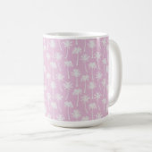 PASTEL PINK WITH WHITE SUMMER TROPICAL PALM TREES コーヒーマグカップ (正面右)