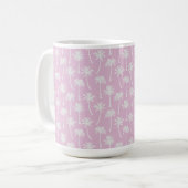 PASTEL PINK WITH WHITE SUMMER TROPICAL PALM TREES コーヒーマグカップ (正面左)