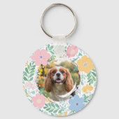 Pastel Pink Wreath Cavalier King Charles Spaniel  キーホルダー (裏面)