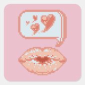 Pastel Pixel Kissy Lips - Autumn Sticker スクエアシール (正面)