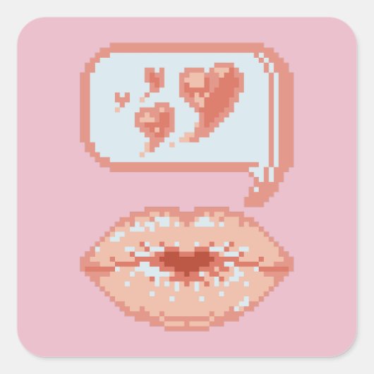 Pastel Pixel Kissy Lips - Autumn Sticker スクエアシール (正面)