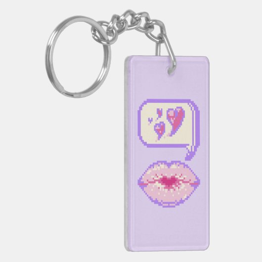 Pastel Pixel Kissy Lips - Summer Acrylic Keychain キーホルダー (正面左)