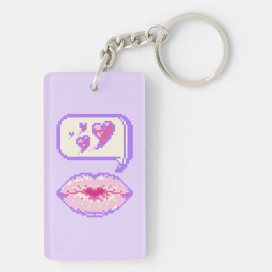 Pastel Pixel Kissy Lips - Summer Acrylic Keychain キーホルダー (裏面)