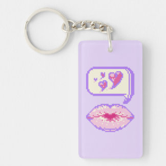 Pastel Pixel Kissy Lips - Summer Acrylic Keychain キーホルダー