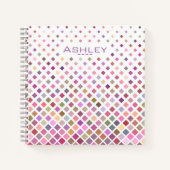 Pastel Pixels Cool Geometric Pattern Personalised ノートブック (正面)