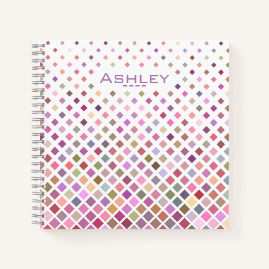 Pastel Pixels Cool Geometric Pattern Personalised ノートブック (正面)