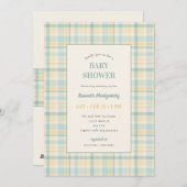 Pastel Plaid Baby Shower Invitation 招待状 (正面/裏面)