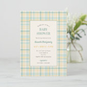 Pastel Plaid Baby Shower Invitation 招待状 (スタンド正面)