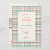Pastel Plaid Baby Shower Invitation 招待状 (正面/裏面)