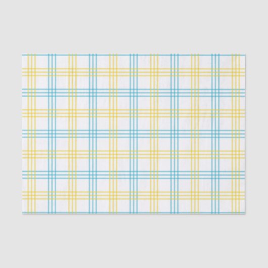 Pastel Plaid Blue Yellow DIY Decoupage Paper 薄葉紙 (正面)