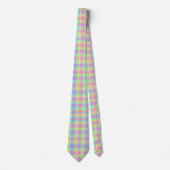Pastel Plaid Men's Yellow Blue Green Purple ネクタイ (正面)