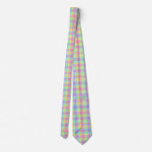 Pastel Plaid Men's Yellow Blue Green Purple ネクタイ (裏面)