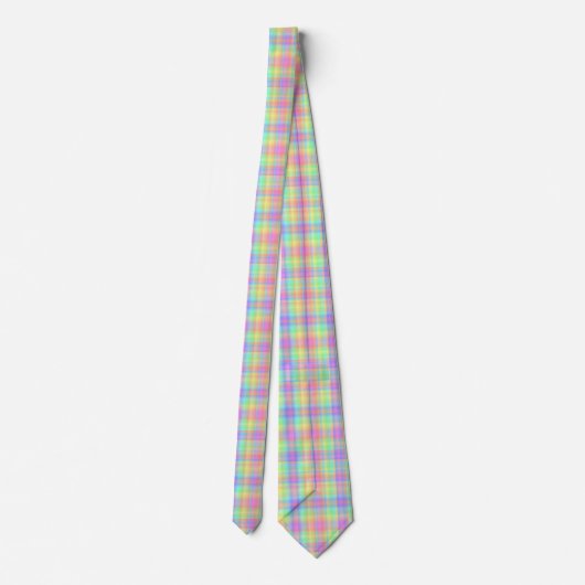 Pastel Plaid Men's Yellow Blue Green Purple ネクタイ (裏面)