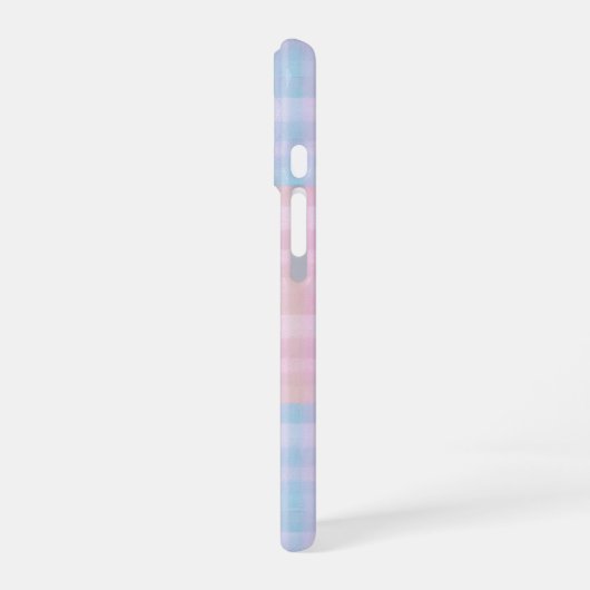 Pastel Plaid Pink and Blue Checkerboard Phone Case iPhone 16ケース (左側面)