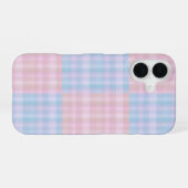 Pastel Plaid Pink and Blue Checkerboard Phone Case iPhone 16ケース (裏面横)