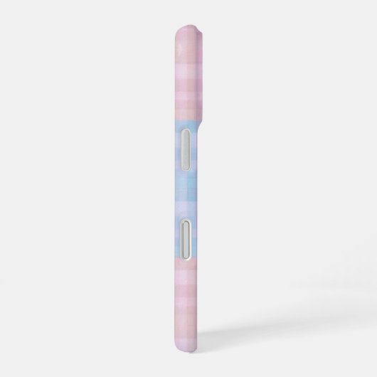 Pastel Plaid Pink and Blue Checkerboard Phone Case iPhone 16ケース (右側面)