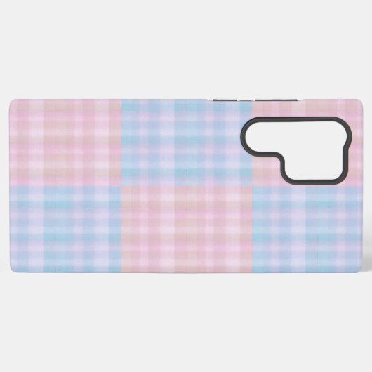 Pastel Plaid Pink and Blue Checkerboard Phone Case Samsung Galaxyケース (裏面横)