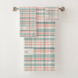 Pastel Plaid with name  バスタオルセット