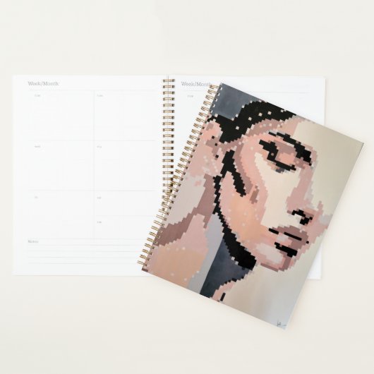 Pastel planner with soft pixel portrait プランナー手帳 (ディスプレー)