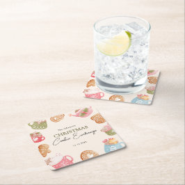 Pastel Playful Christmas Cookie Exchange Party スクエアペーパーコースター