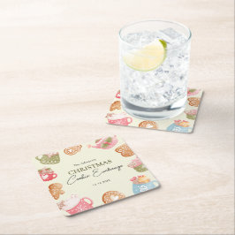 Pastel Playful Christmas Cookie Exchange Party スクエアペーパーコースター