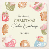 Pastel Playful Christmas Cookie Exchange Party スクエアペーパーコースター (正面)