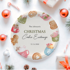 Pastel Playful Christmas Cookie Exchange Party ペーパープレート
