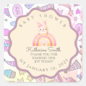 PASTEL Playful Icons Personal Touches babyshower スクエアシール (正面)