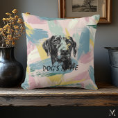 Pastel Pointer Portrait – Modern Abstract Art クッション