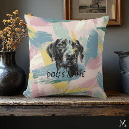 Pastel Pointer Portrait – Modern Abstract Art クッション