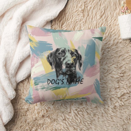 Pastel Pointer Portrait – Modern Abstract Art クッション (ブランケット)