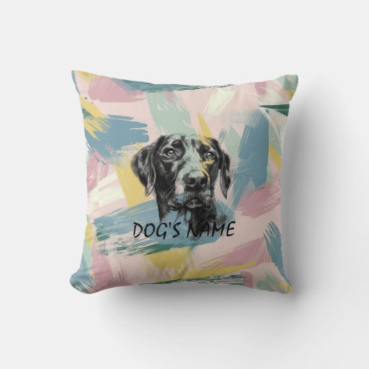 Pastel Pointer Portrait – Modern Abstract Art クッション (正面)