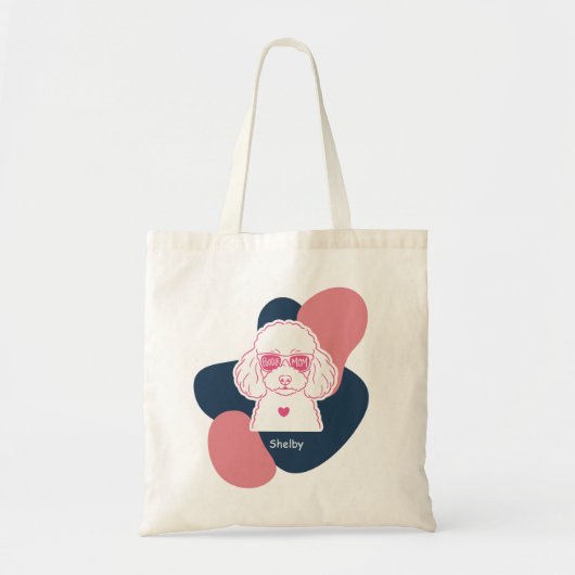 Pastel Poodle Mom Custom Name Tote Bag トートバッグ (正面)