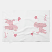 Pastel Poodle Silhouette Valentine Custom Name キッチンタオル (横)