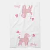 Pastel Poodle Silhouette Valentine Custom Name キッチンタオル (縦)