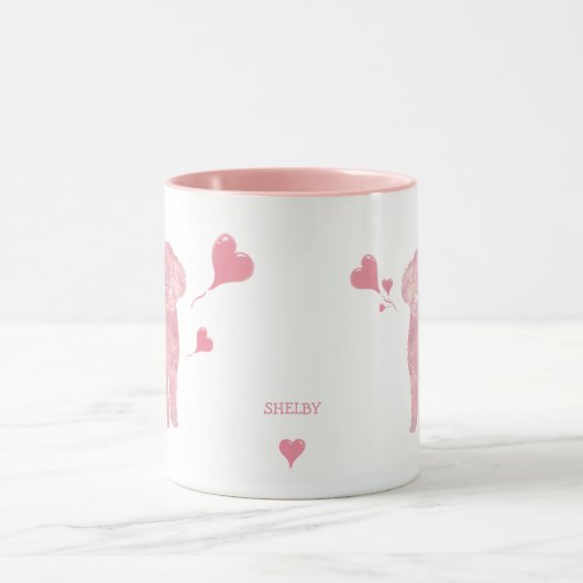 Pastel Poodle Valentine Gift Mug with Custom Name マグカップ (中央)