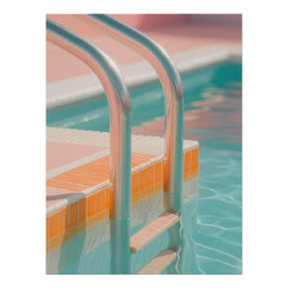 Pastel Pool Ladder Summer - Aesthetic Orange Retro ポスター