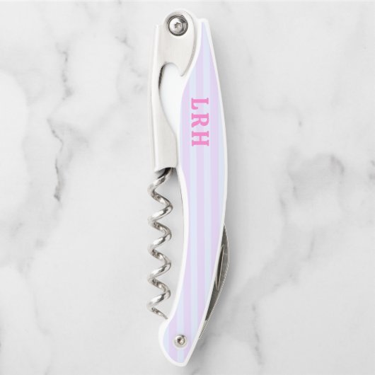 Pastel Pop Beach Stripe Tiny Initials Monogram ソムリエナイフ (正面)